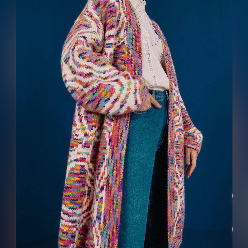 FARM RIO heart knit long cardigan sweater